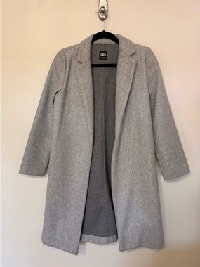 ZARA Light Gray Open-Front Trench Coat